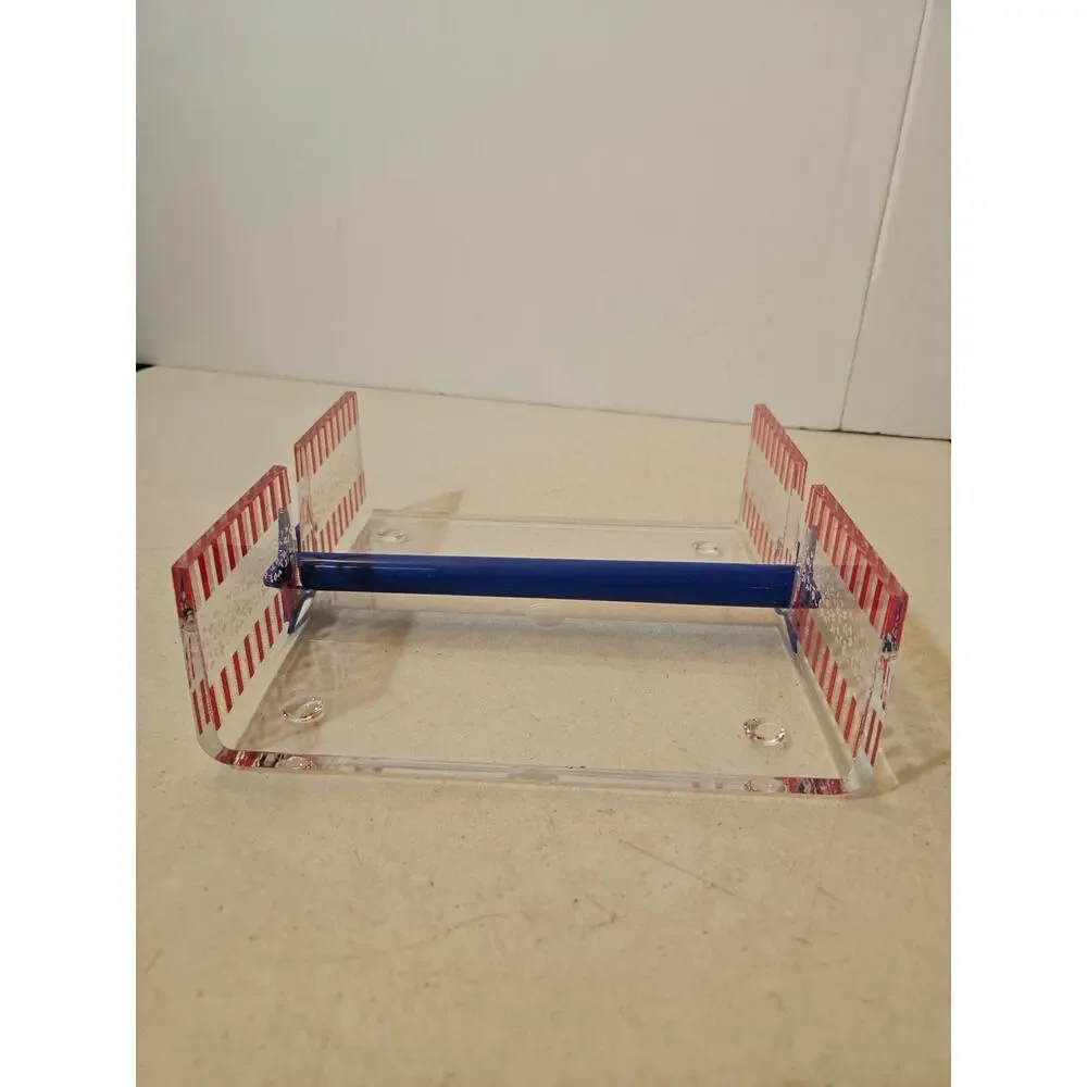 Vintage Avon Plastic Acrylic Napkin Holder Red White Blue Patriotic Americana